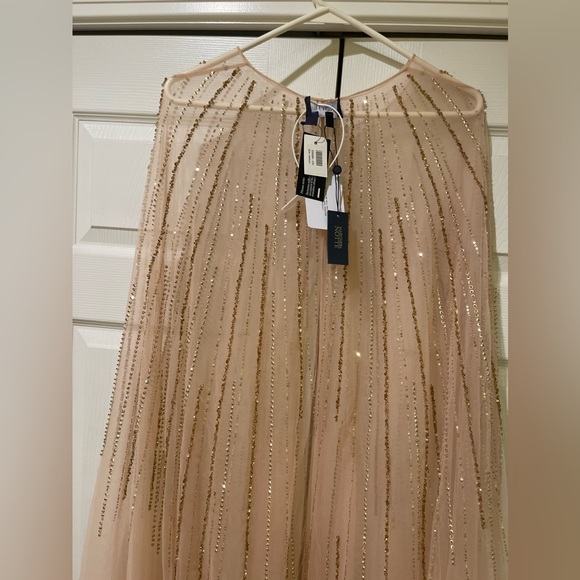 Marchesa | beaded nude gown w/ sheer cape - Picture 9 of 12